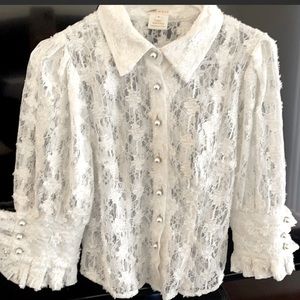 Lace button down blouse